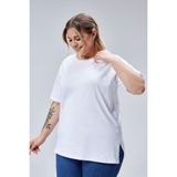 Banega Büyük Beden Kadın Beyaz Pamuk Boyfriend T-Shirt Kısa Kollu Günlük Kullanım İçin - XL