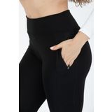 Banega Curve Büyük Beden Cepli Fermuarlı Toparlayıcı Sıkılaştırıcı Siyah Spor Tayt