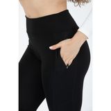 Banega Curve Büyük Beden Cepli Fermuarlı Toparlayıcı Siyah Spor Tayt - 01-Siyah - XL