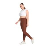 Banega Curve Büyük Beden Örme Şardonlu Polarlı Kışlık Kahverengi Tayt Kahve 2XL