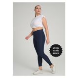 Banega Curve Büyük Beden Örme Şardonlu Polarlı Kışlık Lacivert Tayt Laci 2XL