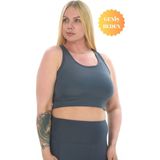 Banega Curve Büyük Beden Toparlayıcı Pedli Crop Antrasit Spor Büstiyer