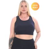 Banega Curve Büyük Beden Toparlayıcı Pedli Crop Lacivert Spor Büstiyer