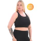 Banega Curve Büyük Beden Toparlayıcı Pedli Crop Siyah Spor Büstiyer