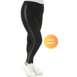 Banega Curve Büyük Beden Toparlayıcı Sıkılastırıcı Deri Şeritli Çelik Örme Siyah Spor Tayt