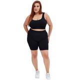 Banega Curve Fitilli Yüksek Bel Toparlayıcı Siyah Kadın Kısa Şort Tayt