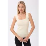 BANEGA Kadın Kare Yaka Kalın Askılı Basic Fit Bluz Crop Top