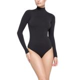 BANEGA Uzun Kollu Yarım Balıkçı Yaka Çıtçıtlı Zıbın Body (SİYAH, S)