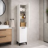 Bangu Çok Amaçlı Dolap ( Genişlik 30 cm ) 2 Kapaklı 6 Raflı Dar Kiler Dolabı Banyo Mutfak Balkon - Beyaz - DERİNLİK 47 CM