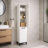 bangu Çok Amaçlı Dolap (GENİŞLİK 30 cm) 2 Kapaklı 6 Raflı Dar Kiler Dolabı Banyo Mutfak Balkon İçin Ayaklı Depolama Dolabı (BEYAZ, DERİNLİK 32 CM)