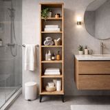 Bangu Çok Amaçlı Dolap ( Genişlik 30 cm ) 6 Raflı Dar Kiler Dolabı Banyo Mutfak Balkon Depolama - Atlantik Çam - DERİNLİK 32 CM