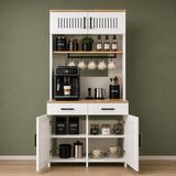 Bangu Petek Üstü Kahve Köşesi Dolabı ( Derinlik 47 cm ) 2 Kapaklı Çok Amaçlı Raf BKDM0019 - Atlantik Çam - Beyaz - 80 CM