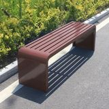 Bank, açık bahçe bankı 650 lbs kapasiteli, tüm hava koşullarına dayanıklı metal veranda bankı, balkon, sundurma parkı için, 120 cm/47,2 inç kahverengi bahçe oturma mobilyası