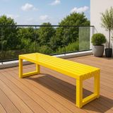 Bank, Açık Bahçe Tezgahı 100 cm - Metal Park Oturma Hava Koşullarına Dayanıklı Veranda Koltuk Arkalıksız Teras Mobilyaları (Sarı 180 cm)