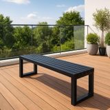 Bank, Dış Mekan Bahçe Tezgahı 100 cm Metal Veranda Koltuk Sırtlıksız Hava Koşullarına Dayanıklı Park Oturağı Küçük Teras Mobilyaları (Siyah 100 cm)