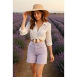 Banny Jeans Kadın Basic Paçası Kesik Jen Şort Lila - 31
