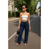BANNY JEANS Kadın Beli Lastikli Straight Fit İnce Mavi Jean Pantolon