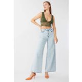 Banny Jeans Kadın Buz Mavi Bol Paça Uzun Jean Pantolon