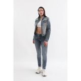 Banny Jeans Kadın Düğmeli Likralı Mavi Jean Ceket Esnek Malzeme ile Şık Tasarım