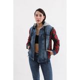 Banny Jeans Kadın Fermuar Detaylı Kapüşonlu Jean Ceket - Mavi - 2XL