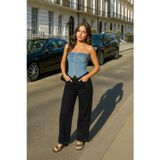 Banny Jeans Kadın Yüksek Bel %100 Pamuk Wide Leg Siyah Jean Pantolon