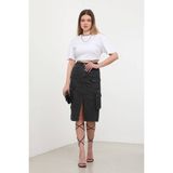 Banny Jeans Kargo Cepli Önden Yırtmaçlı Jean Etek Siyah - XS