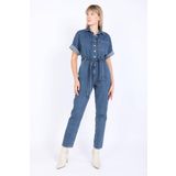 Banny Jeans Koyu Mavi Kadın Yarasa Kol Jean Tulum