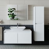 Banos 1722 Roomart Mat Beyaz 100 cm Lavabolu Mdf Banyo Dolabı Seti