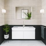 Banos AL3 Lavabolu Beyaz 100 cm Aynalı Banyo Dolabı Takımı