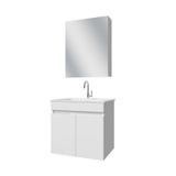 Banos AL3 Lavabolu Beyaz 65 cm Aynalı Banyo Dolabı Takımı