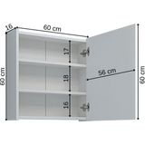 Banos Banyo Kulpsuz Tek Kapaklı Mat Beyaz Mdf 60 Cm Aynalı Banyo Üst Dolabı