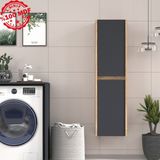 Banos Banyo Roomart Bd2 Ayaksız 2 Kapaklı Ahşap-Antrasit 130 x 35 cm Banyo Boy Dolabı BANOS1705 - Atlantik Çam - Yok
