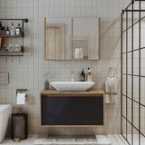Banos Banyo Roomart Tm7.2 Ahşap-Antrasit Mdf 85 cm Banyo Dolabı + Aynalı Banyo Üst Dolabı BANOS1710 - Atlantik Çam - Yok
