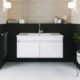 Banos Ld3 Ayaksız 2 Kapaklı Lavabolu Beyaz 100 Cm Banyo Dolabı Beyaz