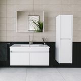 Banos Roomart 2 Kapaklı Lavabolu Beyaz MDF 100 cm Banyo Dolabı + Aynalı Banyo Üst Dolabı + 570x1000x455 cm Banyo Boy Dolabı