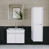 Banos Roomart 2 Kapaklı Lavabolu Beyaz MDF 65 cm Banyo Dolabı + Aynalı Banyo Üst Dolabı + Banyo Boy Dolabı