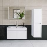 Banos Roomart 2 Kapaklı Lavabolu Beyaz Mdf 85 cm Banyo Dolabı + Aynalı Banyo Üst Dolabı + Banyo Boy Dolabı - 570 x 850 x 455 Cm