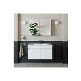 banos Roomart Al3 Ayaksız 2 Kapaklı Lavabolu Beyaz Mdf 85 Cm Banyo Dolabı Aynalı Üst Dolabı