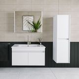 Banos TM3 Lavabolu Beyaz 85 cm Aynalı Banyo Dolabı Takımı
