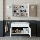 BanosRoomart 2 Kapaklı Lavabolu Beyaz Mdf 85 cm Banyo Dolabı + Aynalı Banyo Üst Dolabı - 570 x 850 x 455 Cm