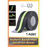 #Bant 1 Adet Fosforlu Kaydırmaz Merdiven Bandı 5 Cm X 3 M Fotolümenli Yeşil Zemin Güvenlik Basamak