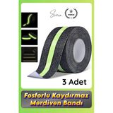 #Bant 3 Adet Fosforlu Kaydırmaz Merdiven Bandı 5 Cm X 3 M Fotolümenli Yeşil Zemin Güvenlik Basamak