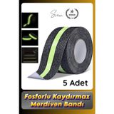 #Bant 5 Adet Fosforlu Kaydırmaz Merdiven Bandı 5 Cm X 3 M Fotolümenli Yeşil Zemin Güvenlik Basamak