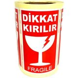 Bant Evi Dikkat Kırılır Fragile Etiket 10CM x 5cm 1 Rulo 250 Adet Uyarı Kırılabilir Nakliye Etiketi
