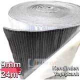 Bant Evi Kauçuk Izolasyon 9mm 120CM 24M2 Kendinden Yapışkanlı Elastomerik Kauçuk Köpüğü Yalıtım Levhası - 9mm-24m2
