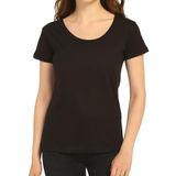 Bant Giyim - Açık Bisiklet Yaka Siyah Kadın Tişört T-shirt