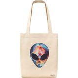 Bant Giyim - Alien Cosmos Tote Bag Bez Çanta - Bej