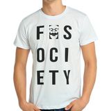 Bant Giyim Mr. Robot Fsociety Beyaz Erkek T-Shirt