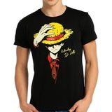 Bant Giyim One Piece Monkey D. Luffy Siyah Erkek T-Shirt - XXL