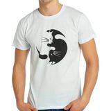 Bant Giyim Yin Yang Kedi Beyaz Erkek T-Shirt